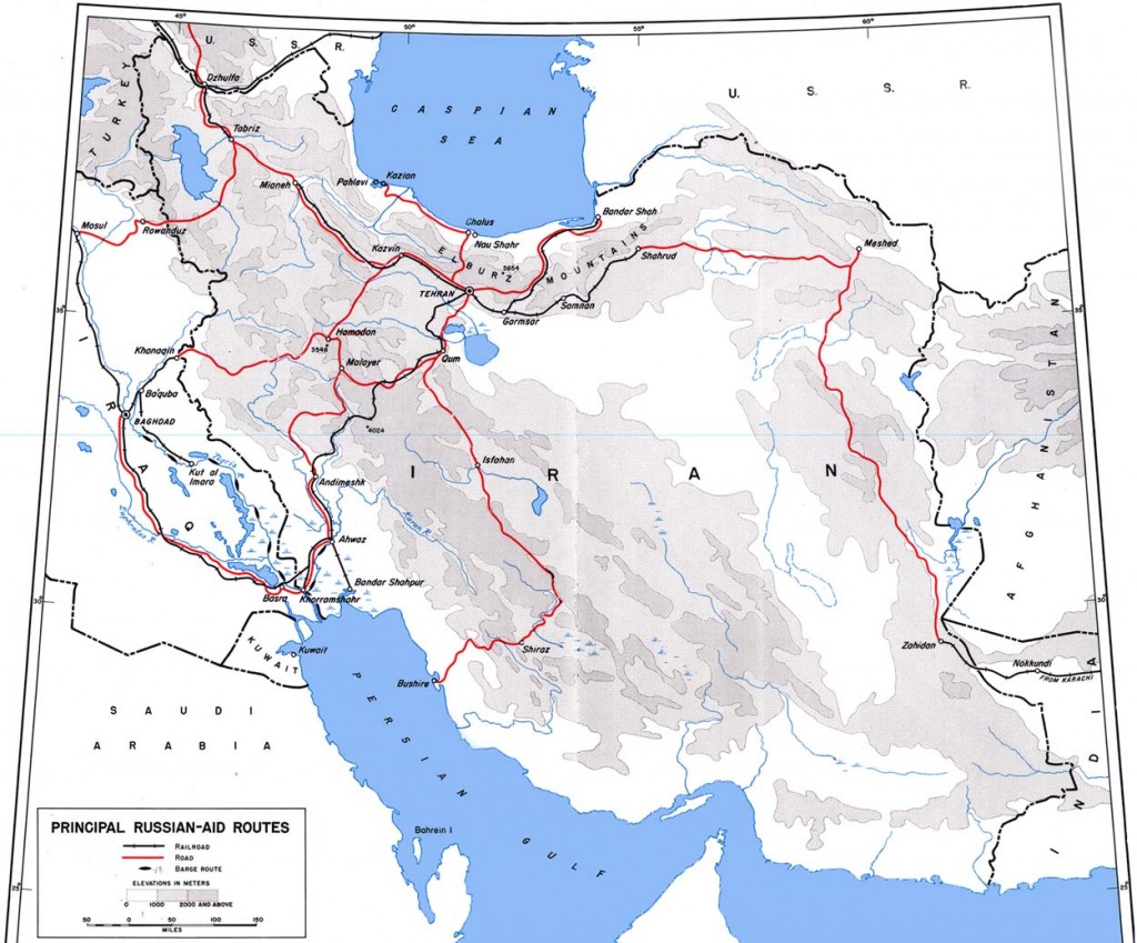 Карта основных маршрутов помощи СССР