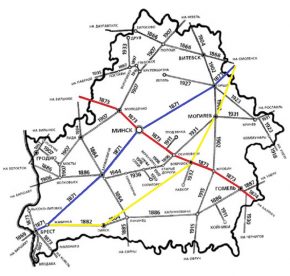 Карта железных дорог Беларуси